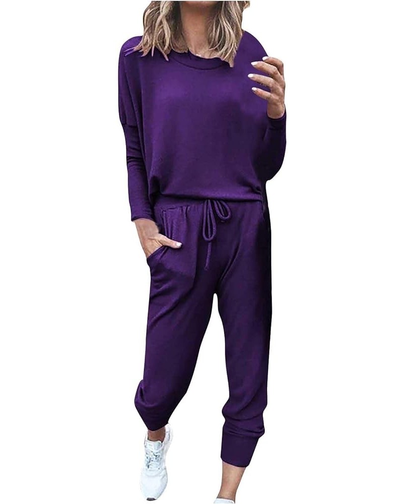 Sweatsuit for Women Casual Long Sleeve 2 Piece Set Crewneck Loose Pullover and Drawstring Sweatpants Sport Outfits Womens 2 P...