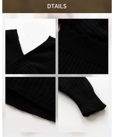 Women Sweater Dresses Cocktail V Neck Knitted Dress Sweater Sheath Dress Black(deep V Neck) $25.19 Sweaters