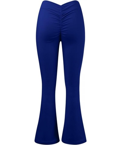 Womens Flare Yoga Pants with Pockets Wide Leg Leggings Comfy High Waisted Long Pants Casual Bootcut Pants 6-blue $8.06 Pants