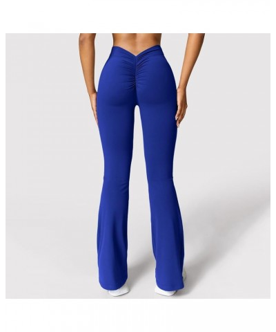 Womens Flare Yoga Pants with Pockets Wide Leg Leggings Comfy High Waisted Long Pants Casual Bootcut Pants 6-blue $8.06 Pants