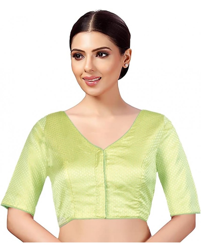 Holi Eid Gifts,V-Neck Blouses for Women Sarees,Readymade, (B213-P) Pista-213 $22.50 Blouses