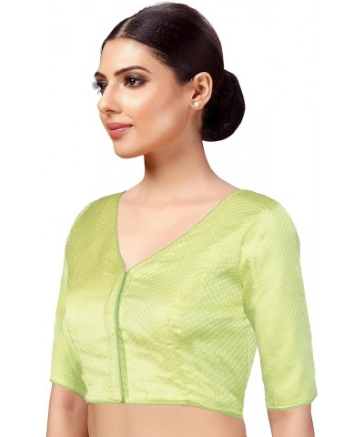 Holi Eid Gifts,V-Neck Blouses for Women Sarees,Readymade, (B213-P) Pista-213 $22.50 Blouses