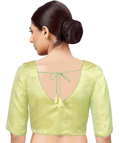 Holi Eid Gifts,V-Neck Blouses for Women Sarees,Readymade, (B213-P) Pista-213 $22.50 Blouses