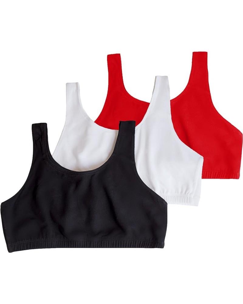 Women's Built Up Tank Style Sports Bra Red Hot/White/Black $8.80 Lingerie