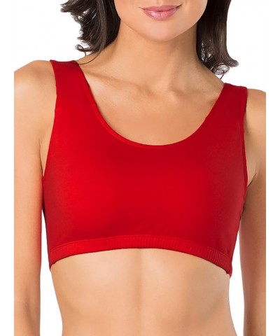 Women's Built Up Tank Style Sports Bra Red Hot/White/Black $8.80 Lingerie