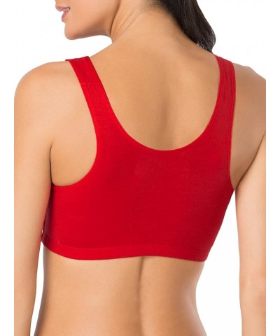 Women's Built Up Tank Style Sports Bra Red Hot/White/Black $8.80 Lingerie