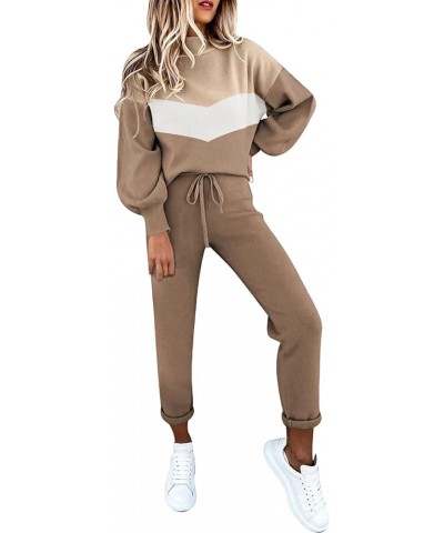 Women's 2 Piece Tracksuit Outfits Sets Pullover Sweatshirt Jogger Pants Sweatsuit Beige $18.40 Activewear