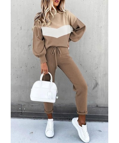 Women's 2 Piece Tracksuit Outfits Sets Pullover Sweatshirt Jogger Pants Sweatsuit Beige $18.40 Activewear