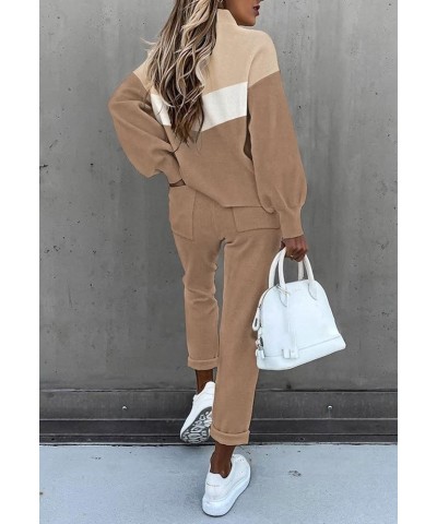 Women's 2 Piece Tracksuit Outfits Sets Pullover Sweatshirt Jogger Pants Sweatsuit Beige $18.40 Activewear