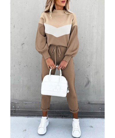 Women's 2 Piece Tracksuit Outfits Sets Pullover Sweatshirt Jogger Pants Sweatsuit Beige $18.40 Activewear