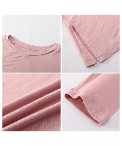 Womens Long Sleeve Tops Cut Out Neck Blouse Tops Solid Ladies Crew Neck Pullover T-Shirts Slim Fit Comfort Top Shirt Pink $8....