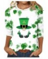 St Patricks Day Shirt Women Shamrock Clover Lucky St. Patrick's Day Blouses 3/4 Length Sleeve Crewneck Fashion Tops 07 Green0...