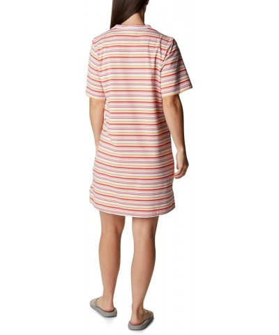 Women's Sun Trek Tee Dress Red Hibiscus Climate Change Stripe $18.81 Activewear