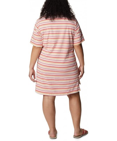 Women's Sun Trek Tee Dress Red Hibiscus Climate Change Stripe $18.81 Activewear