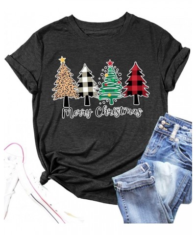 Christmas Tree Shirt for Women Merry Christmas Printed T-Shirts Short Sleeve Holiday Tee Xmas Gift Tops B-grey2 $11.20 T-Shirts