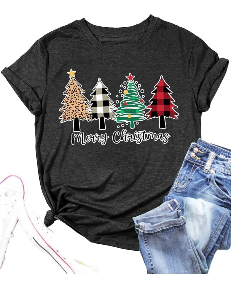 Christmas Tree Shirt for Women Merry Christmas Printed T-Shirts Short Sleeve Holiday Tee Xmas Gift Tops B-grey2 $11.20 T-Shirts