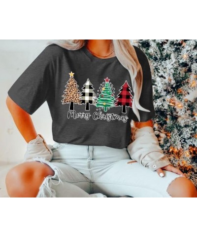 Christmas Tree Shirt for Women Merry Christmas Printed T-Shirts Short Sleeve Holiday Tee Xmas Gift Tops B-grey2 $11.20 T-Shirts