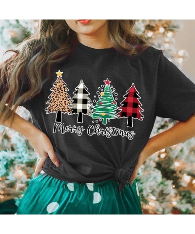 Christmas Tree Shirt for Women Merry Christmas Printed T-Shirts Short Sleeve Holiday Tee Xmas Gift Tops B-grey2 $11.20 T-Shirts