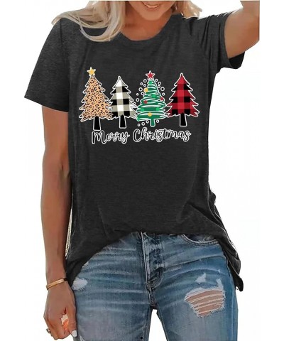 Christmas Tree Shirt for Women Merry Christmas Printed T-Shirts Short Sleeve Holiday Tee Xmas Gift Tops B-grey2 $11.20 T-Shirts