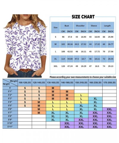 Flowy Shirts for Women Summer Casual Tops for Women 3/4 Sleeve Crewneck Cute Shirts Casual Three Guarter Length T Shirt 05&da...