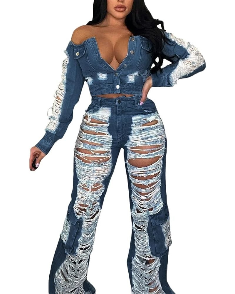 KELYWELL Women Loose Ripped Butt Lifting Jeans High Waist Baggy Denim Pants Distressed Wide Leg Jeans Y2K Jeans X-Large Dark ...