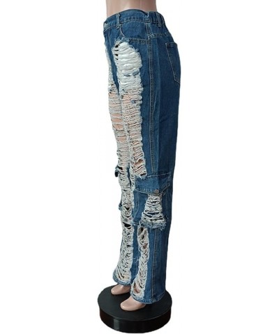 KELYWELL Women Loose Ripped Butt Lifting Jeans High Waist Baggy Denim Pants Distressed Wide Leg Jeans Y2K Jeans X-Large Dark ...