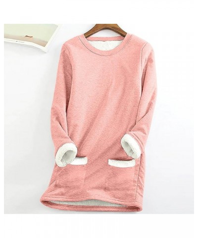 Women's Winter Warm Sherpa Lined Fleece Crewneck Sweatshirt Fleece Tops for Women Pullover Loungewear Tunic Tops 06-pink $8.8...