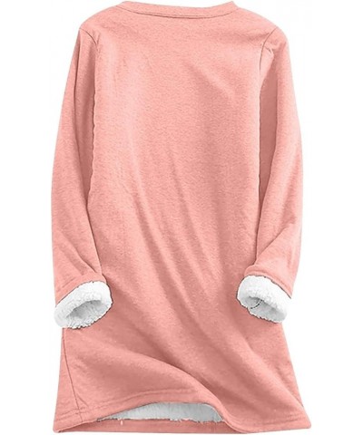 Women's Winter Warm Sherpa Lined Fleece Crewneck Sweatshirt Fleece Tops for Women Pullover Loungewear Tunic Tops 06-pink $8.8...