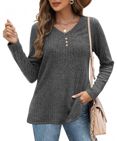 Women's 2024 Casual Ribbed Knit Sweater Fall Chunky Long Sleeve Pullover Tunics Jumper Sweater Tops Gray_c26 $17.50 Sweaters