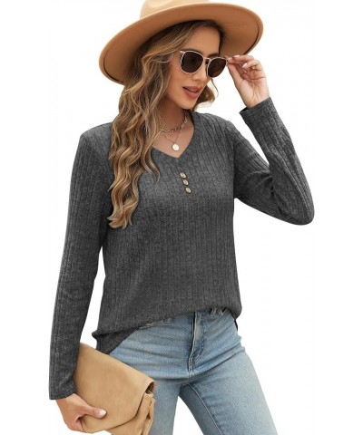 Women's 2024 Casual Ribbed Knit Sweater Fall Chunky Long Sleeve Pullover Tunics Jumper Sweater Tops Gray_c26 $17.50 Sweaters