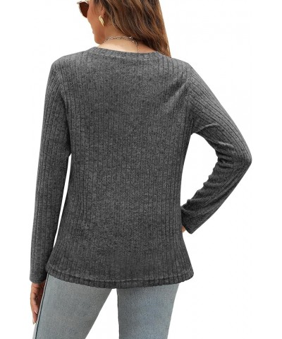 Women's 2024 Casual Ribbed Knit Sweater Fall Chunky Long Sleeve Pullover Tunics Jumper Sweater Tops Gray_c26 $17.50 Sweaters