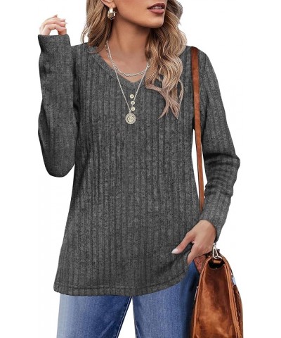 Women's 2024 Casual Ribbed Knit Sweater Fall Chunky Long Sleeve Pullover Tunics Jumper Sweater Tops Gray_c26 $17.50 Sweaters