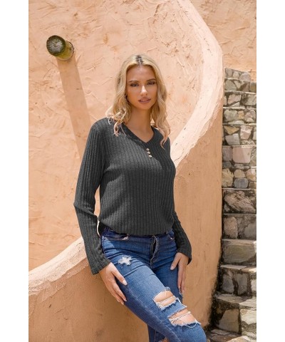 Women's 2024 Casual Ribbed Knit Sweater Fall Chunky Long Sleeve Pullover Tunics Jumper Sweater Tops Gray_c26 $17.50 Sweaters