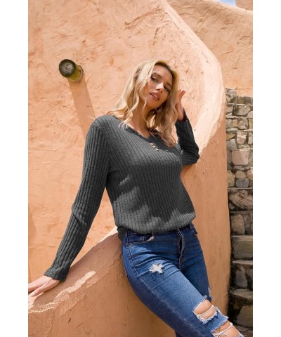 Women's 2024 Casual Ribbed Knit Sweater Fall Chunky Long Sleeve Pullover Tunics Jumper Sweater Tops Gray_c26 $17.50 Sweaters