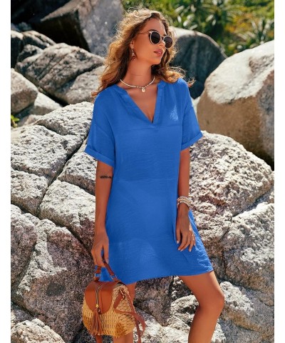 Women's Swimsuit Coverups Bikini Beach Swimwear Cover Up A-line Bathing Suit Cover Up Dress with Pockets A-royal Blue $17.91 ...