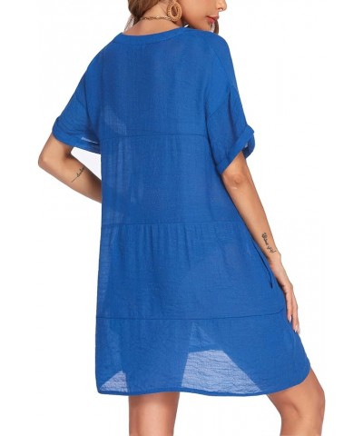 Women's Swimsuit Coverups Bikini Beach Swimwear Cover Up A-line Bathing Suit Cover Up Dress with Pockets A-royal Blue $17.91 ...