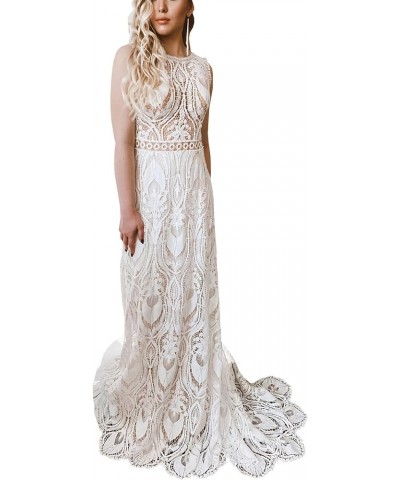 Women's Lace Boho Wedding Dresses for Bride Plus Size Long Beach Mermaid Bridal Dress Bohemian Wedding Gowns Ivory3 $65.10 Dr...