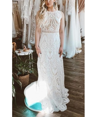 Women's Lace Boho Wedding Dresses for Bride Plus Size Long Beach Mermaid Bridal Dress Bohemian Wedding Gowns Ivory3 $65.10 Dr...