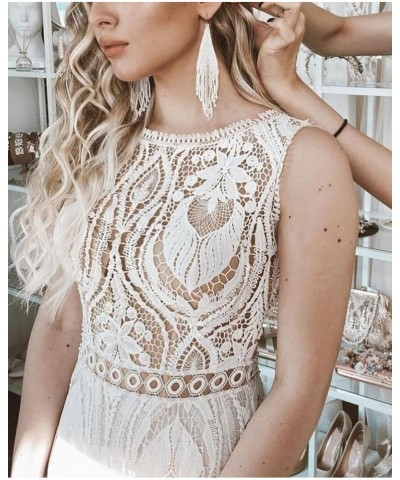 Women's Lace Boho Wedding Dresses for Bride Plus Size Long Beach Mermaid Bridal Dress Bohemian Wedding Gowns Ivory3 $65.10 Dr...