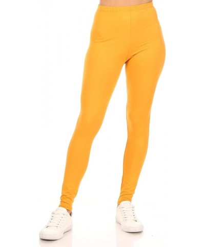 Women's Soft Casual High Waist Solid Full Length Leggings Made in USA Hle01250 Mustard $10.77 Leggings