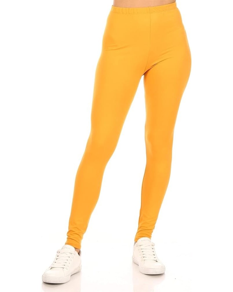 Women's Soft Casual High Waist Solid Full Length Leggings Made in USA Hle01250 Mustard $10.77 Leggings