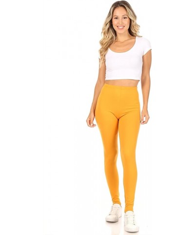 Women's Soft Casual High Waist Solid Full Length Leggings Made in USA Hle01250 Mustard $10.77 Leggings