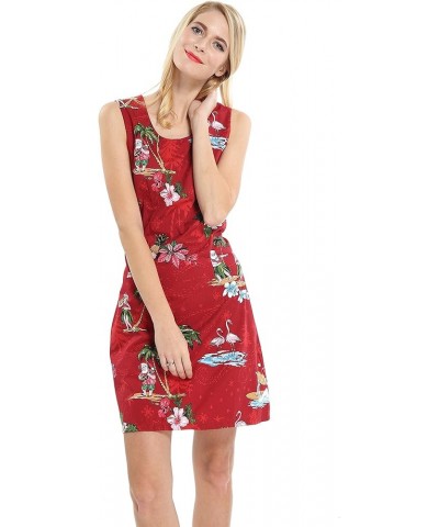 Women's Tank Fit Dress Christmas Santa Classic Dress Christmas Dress Santa Red $23.76 Dresses