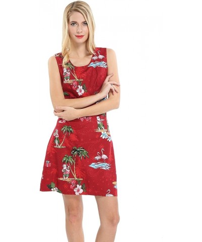 Women's Tank Fit Dress Christmas Santa Classic Dress Christmas Dress Santa Red $23.76 Dresses