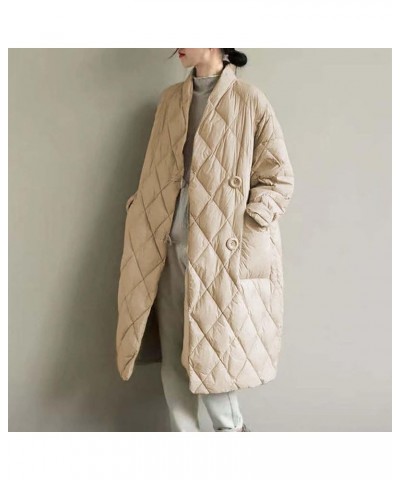 Womens Winter Coats Lightweight Puffer Jackets Thicken Quilted Jacket Warm Plus Size Cardigan Long Down Coats Outerwear A01_b...