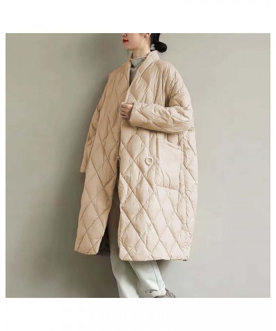 Womens Winter Coats Lightweight Puffer Jackets Thicken Quilted Jacket Warm Plus Size Cardigan Long Down Coats Outerwear A01_b...