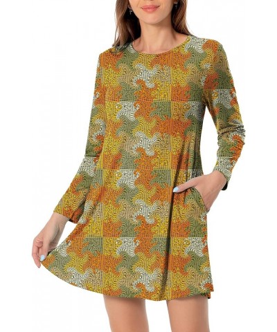 Halloween Women's Long Sleeve Pocket Dress Retro Spiral $10.06 Dresses