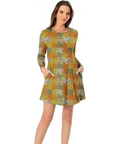 Halloween Women's Long Sleeve Pocket Dress Retro Spiral $10.06 Dresses