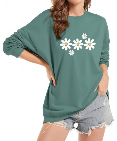 Daisy Flower Graphic Sweatshirt for Women Casual Loose Crewneck Lightweight Floral Print Sweatshirts Pullover Tops Green $15....