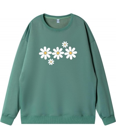 Daisy Flower Graphic Sweatshirt for Women Casual Loose Crewneck Lightweight Floral Print Sweatshirts Pullover Tops Green $15....